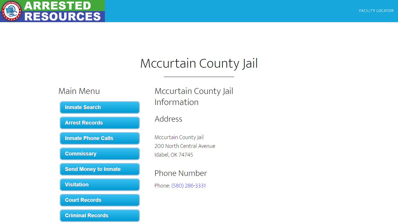 Mccurtain County Jail - Inmate Search - Idabel, OK